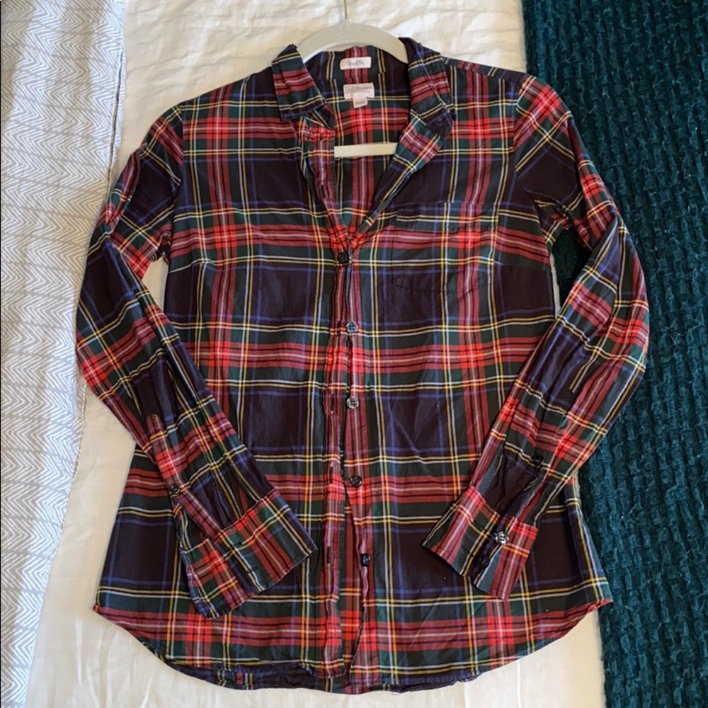 EUC J Crew plaid button up XXS - Picture 2 of 3